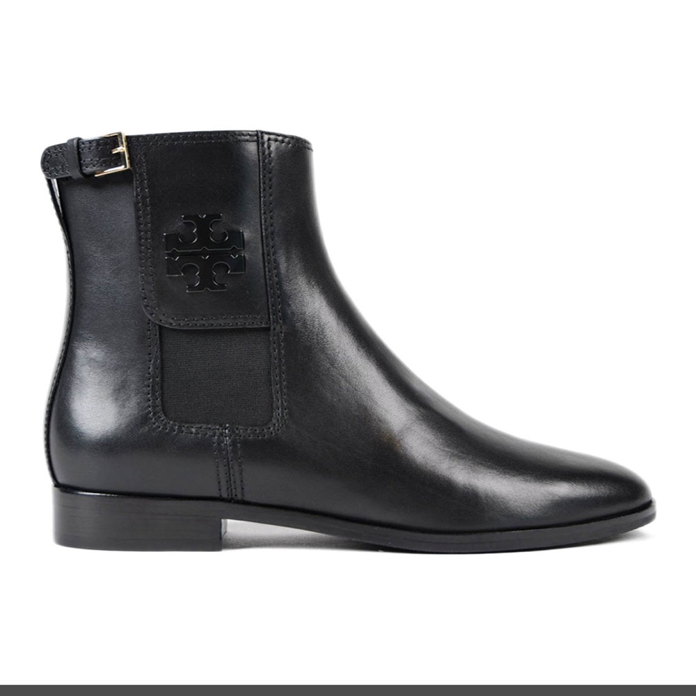 Tory Burch Wyatt Ankle Bootie Black Leather Size 7.5 (Appear NEW)